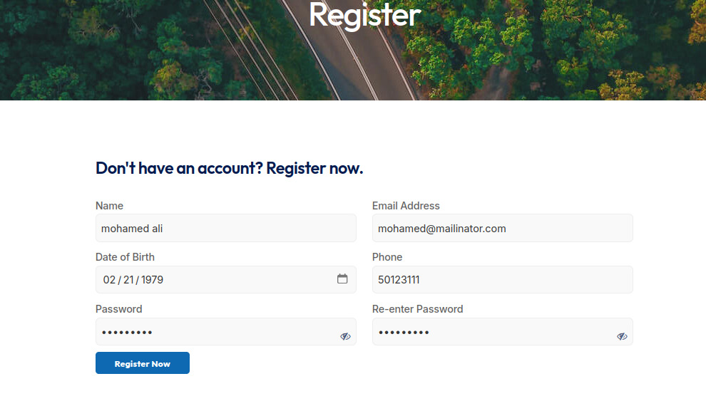 Screenshot for التسجيل / Register